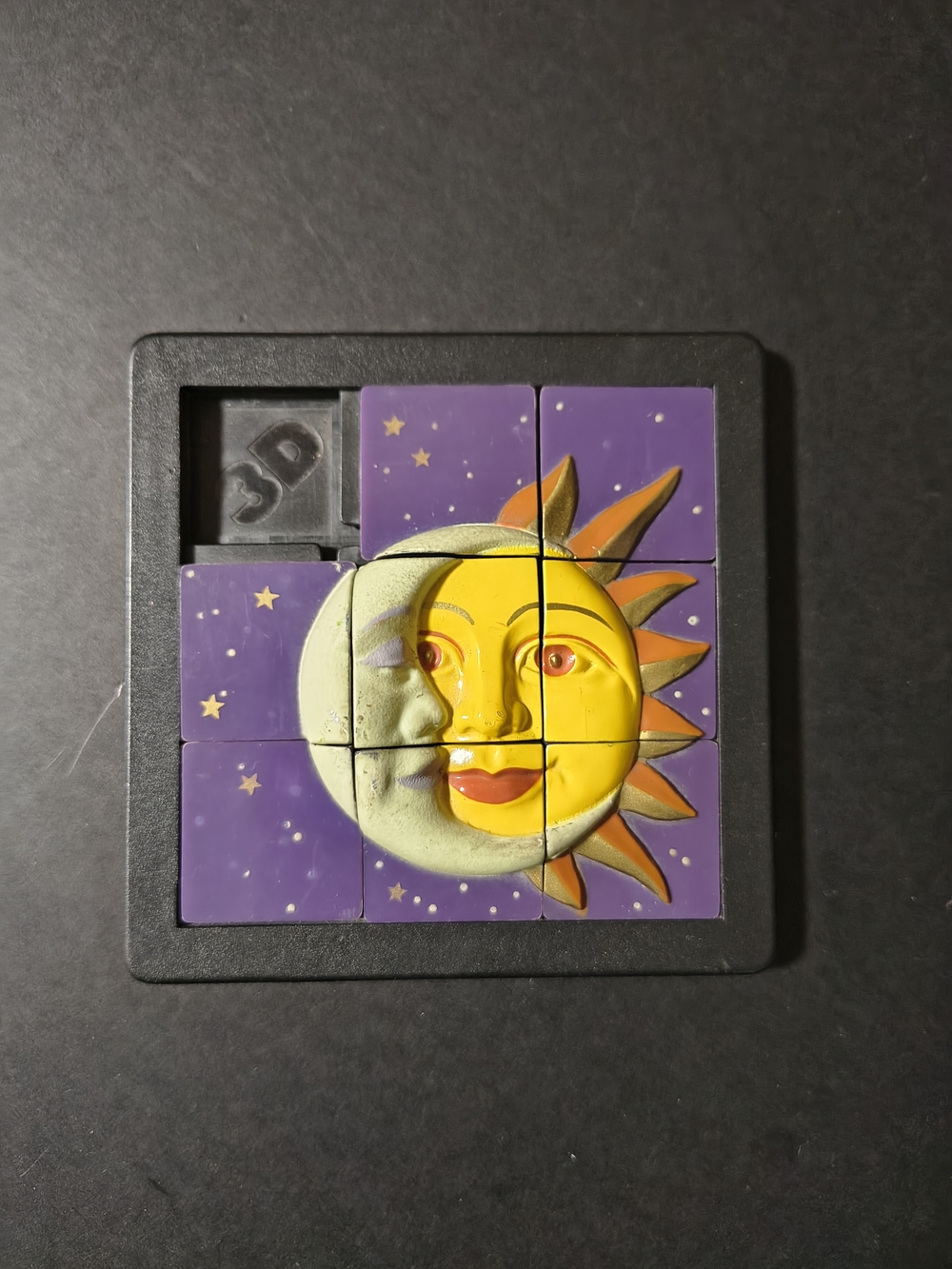 Vintage 1993 DaMert 3D Slide Puzzle Celestial Sun & Glow In The Dark Moon!